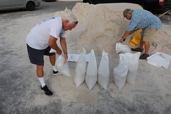 sandbags at the Helen S. Howarth Community Park ahead of the possible arrival of Hurricane Idalia