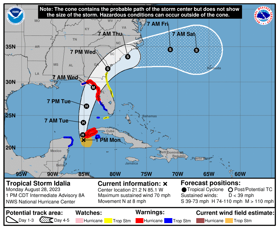 Tropical Storm Idalia 2pm Monday