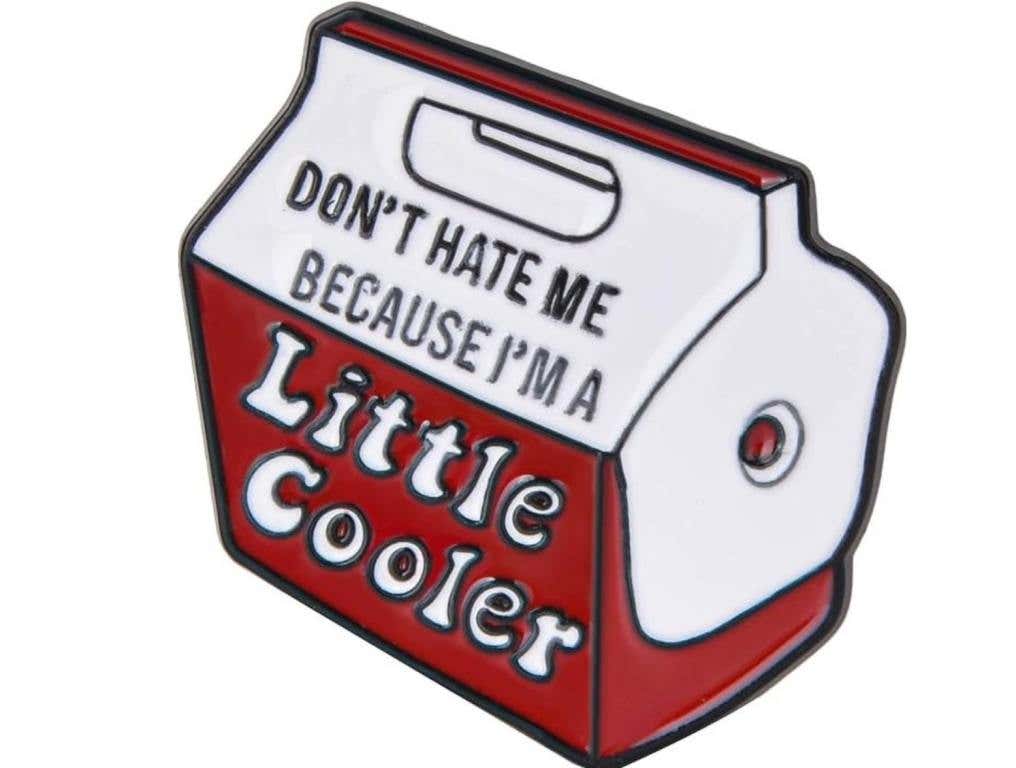 don't hate me because i'm a little cooler enamel pin