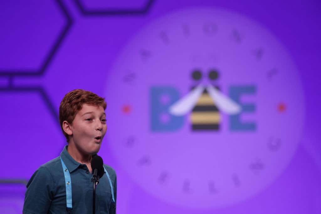 Spelling Bee kid nailing his word. He can spell.