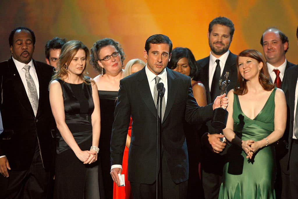 The cast of The Office onstage at the SAG Awards. An Upstate New York car dealership created a hilarious parody of The Office!