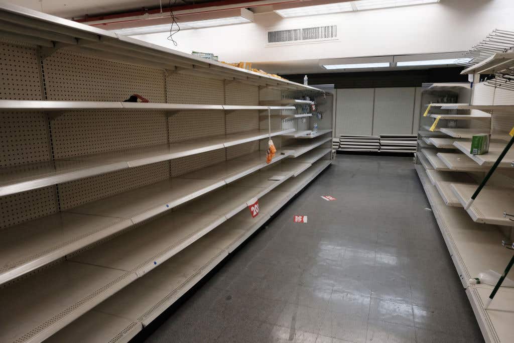 NEW YORK, NEW YORK - OCTOBER 18: Empty shelves are seen at a Sears store on October 18, 2021 in the Flatbush neighborhood of Brooklyn borough in New York City. Sears, which filed for Chapter 11 bankruptcy protection in 2018, will close its last New York City store on November 24th after years of declining sales. Sears is one of America's oldest department stores but has struggled to compete with e-commerce. (Photo by Spencer Platt/Getty Images)