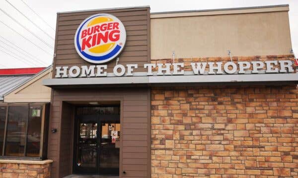 Burger King logo is displayed at a Burger King fast food restaurant