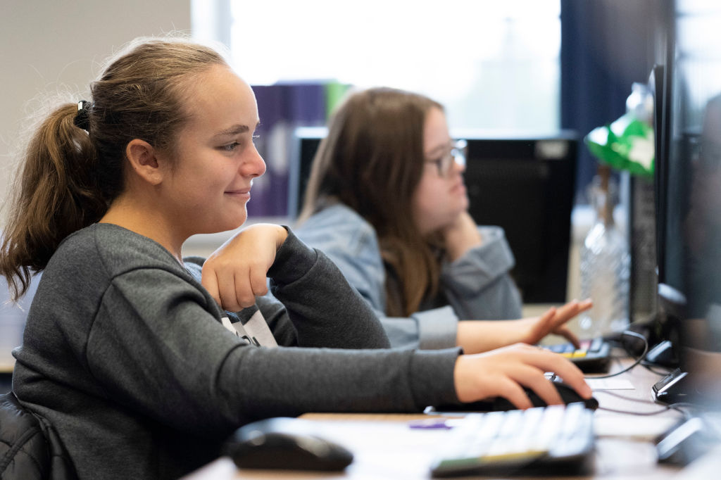 student at computer