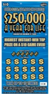 Florida Lottery 250K a year for life