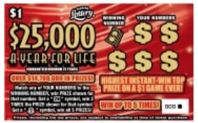Florida Lottery 25K a year