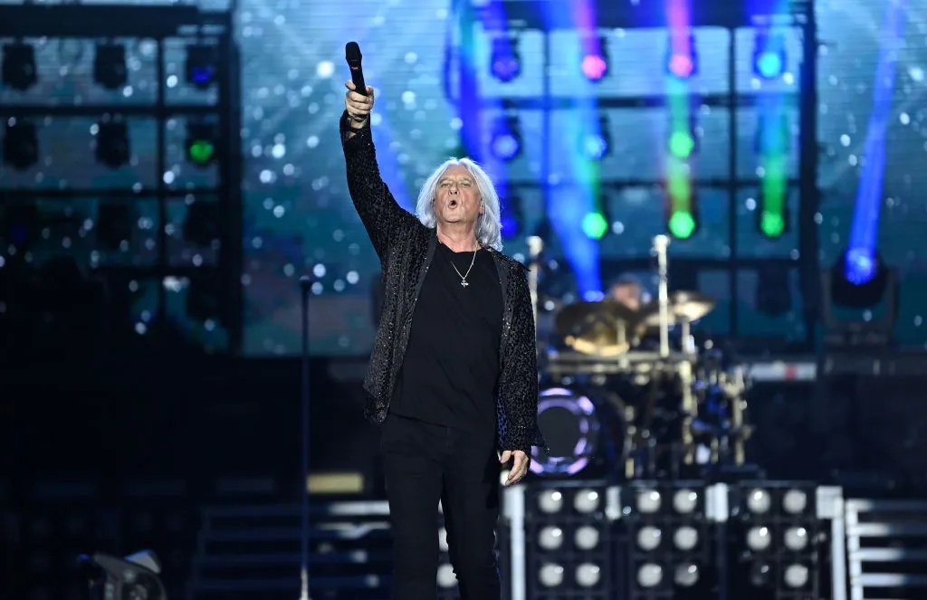 Joe Elliott of Def Leppard performs onstage during the "Summer Stadium" tour at Truist Park on July 13, 2024 in Atlanta, Georgia.