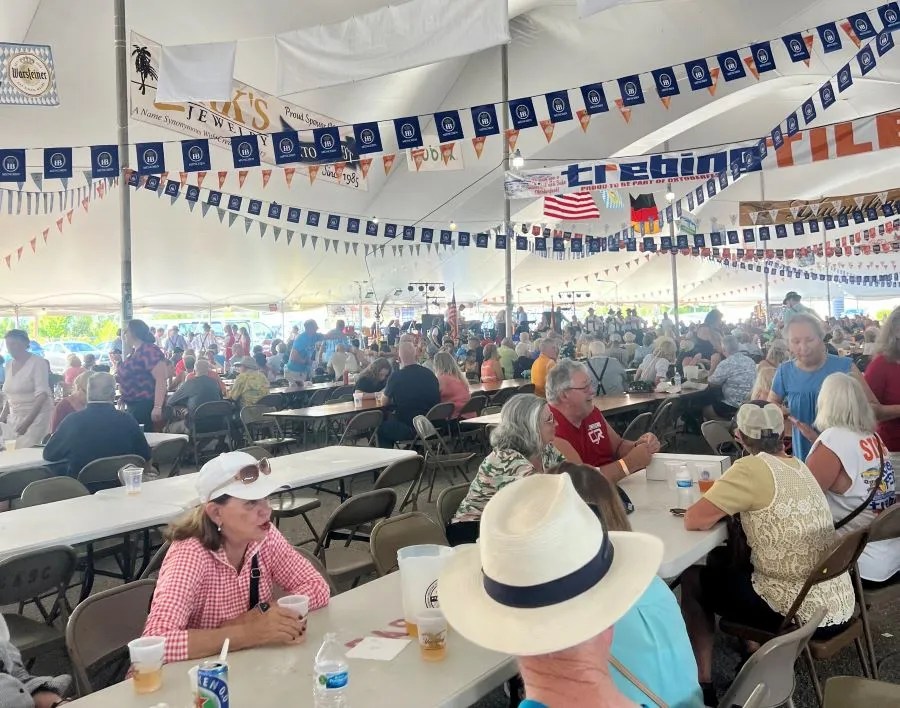 October weekend events in SWFL in include this big tent full of people sitting at tables listening to music for Oktoberfest